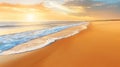 Tranquil tropical beach sunset with golden sky, calm seas, perfect for a peaceful escape Royalty Free Stock Photo