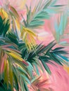 Tranquil Tropics: A Luxurious Pink Sky Palm Tree Design with Flo