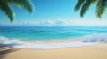 Tranquil Turquoise Ocean Beach Scene with Palm Trees Royalty Free Stock Photo