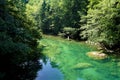 Tranquil and turquoise Radovna river near Podhom