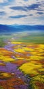 Tranquil Valley: Aerial View Of Vibrant Wildflowers And Swaying Grasslands Royalty Free Stock Photo