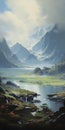 Tranquil Valley A Serene Fjord Painting In The Style Of Dalhart Windberg