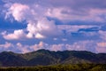 Tranquil view, Clear stripe pattern mountain and charming warm sky