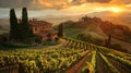 Vineyards in Tuscany, Italy at sunset Royalty Free Stock Photo