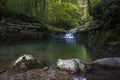 Tranquil water flow deep in the mountain canyon Royalty Free Stock Photo