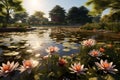 Tranquil Water Lily Pond in Memorial Park A