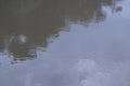 tranquil water surface with gentle ripples, reflecting the sky and trees Royalty Free Stock Photo