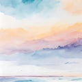 Tranquil Watercolor Sunrise: Abstract Watercolor Illustration