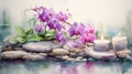 Tranquil Watercolor Zen Spa with Candles, Stones, and Orchids AI Generated