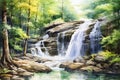 Tranquil waterfall in the forest self care background