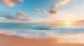 Tranquil waves, colorful sky, peaceful beach at sunset. Royalty Free Stock Photo