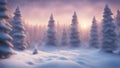 Tranquil Winter Forest Landscape at Sunset