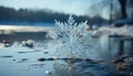 Tranquil winter landscape blue ice reflects nature frozen beauty generated by AI Royalty Free Stock Photo