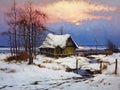 Tranquil Winter Scene: Reed Hut by the Baltic Sea