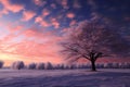 A tranquil winter sky creates a serene and captivating landscape background