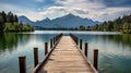A Tranquil Wooden Dock on a Serene Lake