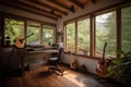 tranquil workspace with calming music and serene view of nature