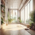 Tranquil Yoga Studio with Calming Decor and Natural Elements