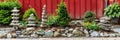 Tranquil zen garden concept with balanced thuja branches and stones for serene atmosphere Royalty Free Stock Photo