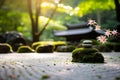 Tranquil Zen Garden: Serene Stones, Bamboo, and Cherry Blossoms