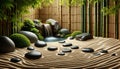 A tranquil Zen garden zoom background Royalty Free Stock Photo