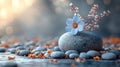 Zen composition with flower and pebbles Royalty Free Stock Photo