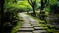 A tranquil zen path leading to a place of serenity and contemplatio Royalty Free Stock Photo