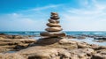 Tranquil Zen Stone Tower at the Beach Royalty Free Stock Photo