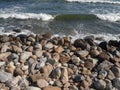 Tranquility beach rock during sunny day