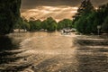 Boating on the river Thames at sunset Royalty Free Stock Photo