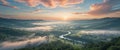 Tranquility concept serene landscape at sunrise from an elevated viewpoint in stunning gigapixel quality Royalty Free Stock Photo