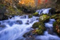 Tateshina waterfall in Autumn in Chino town, Nagano prefecture