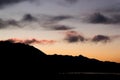 Tranquillity view sunset sky against mountain silhouette