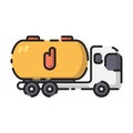 Cute Petrol Truck Car Flat Design Cartoon