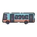 Cute Blue Bus Flat Design Cartoon Royalty Free Stock Photo