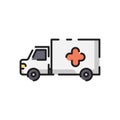 Cute Ambulance Medic Truck Flat Design Cartoon