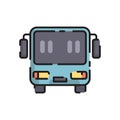 Cute Blue Bus Flat Design Cartoon Royalty Free Stock Photo