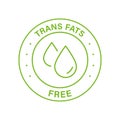 Trans Fat Free Line Green Icon. Zero Transfat Oil in Product Food Label. Healthy Nutrition Choice Symbol. Cholesterol Royalty Free Stock Photo