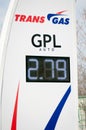 Trans Gas gpl price billboard Royalty Free Stock Photo