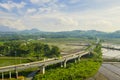 Trans-Java Toll Way bridge with farmland