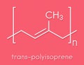 Trans-1,4-polyisoprene polymer, chemical structure. Main component of gutta-percha. Skeletal formula.