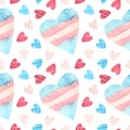 Trans pride - seamless pattern with hearts.