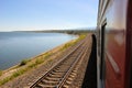 Trans Siberian Railway train, Baikal lake, Russia