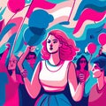 Trans Transgender LGBTQ People Pride March Pink Blue White Parade Protest Colours Joyful Generative AI Tools