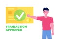 Transaction approved, financial transactions, non-cash payment, monetary currency, payment NFC concept.