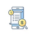 Transaction history RGB color icon