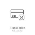 transaction icon vector from data protection collection. Thin line transaction outline icon vector illustration. Outline, thin Royalty Free Stock Photo