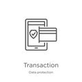 transaction icon vector from data protection collection. Thin line transaction outline icon vector illustration. Outline, thin Royalty Free Stock Photo