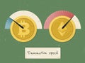 Transaction speedometer of Bitcoin and Ethereum comparision Royalty Free Stock Photo