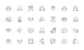 Transactional Chat line icons collection. Conversational, Interactive, Real-time, Personalized, Efficient, Secure